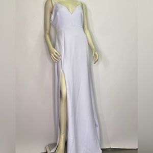 Double front slits White Dress (L)